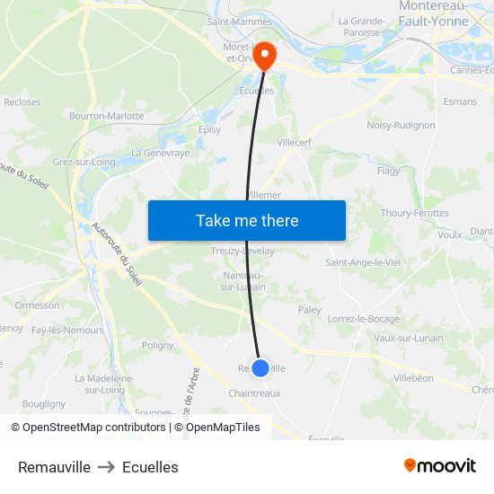 Remauville to Ecuelles map