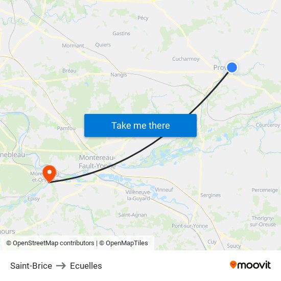 Saint-Brice to Ecuelles map
