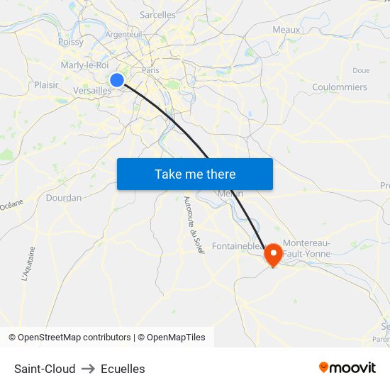 Saint-Cloud to Ecuelles map
