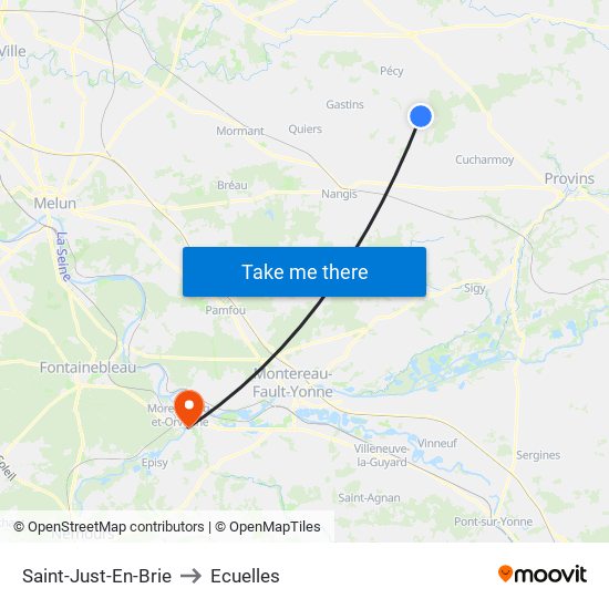 Saint-Just-En-Brie to Ecuelles map