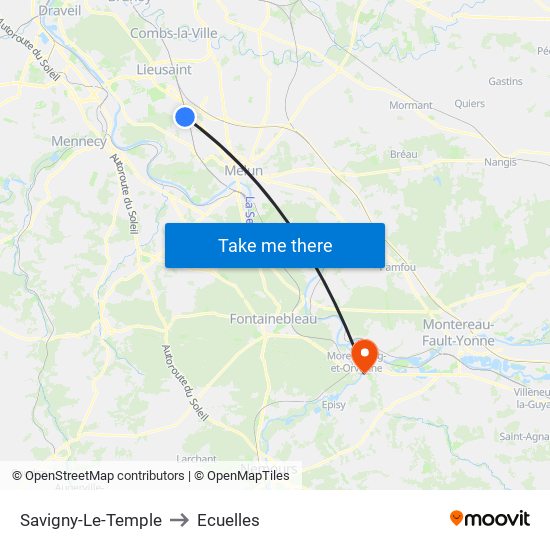 Savigny-Le-Temple to Ecuelles map