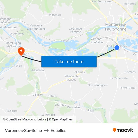 Varennes-Sur-Seine to Ecuelles map