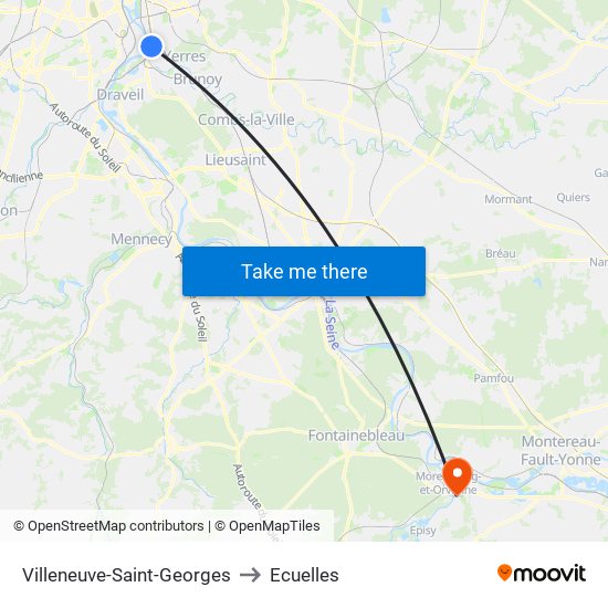 Villeneuve-Saint-Georges to Ecuelles map