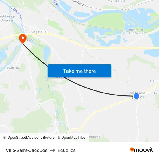 Ville-Saint-Jacques to Ecuelles map