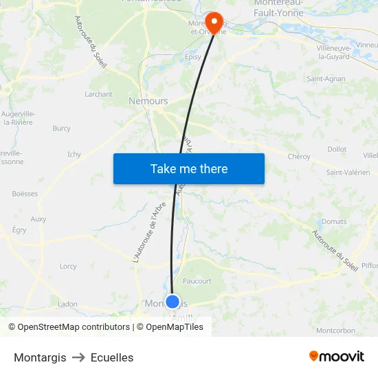 Montargis to Ecuelles map