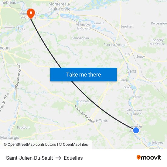 Saint-Julien-Du-Sault to Ecuelles map