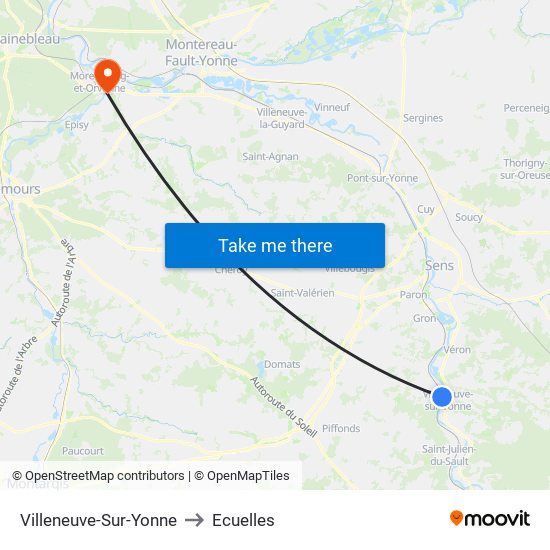 Villeneuve-Sur-Yonne to Ecuelles map