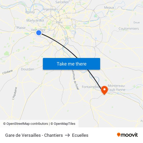 Gare de Versailles - Chantiers to Ecuelles map