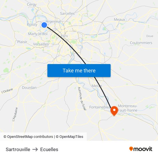 Sartrouville to Ecuelles map