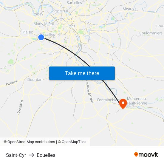 Saint-Cyr to Ecuelles map