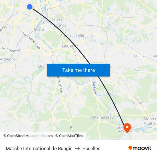 Marché International de Rungis to Ecuelles map