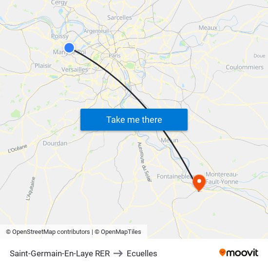 Saint-Germain-En-Laye RER to Ecuelles map