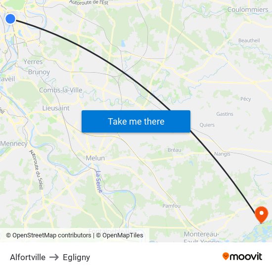 Alfortville to Egligny map