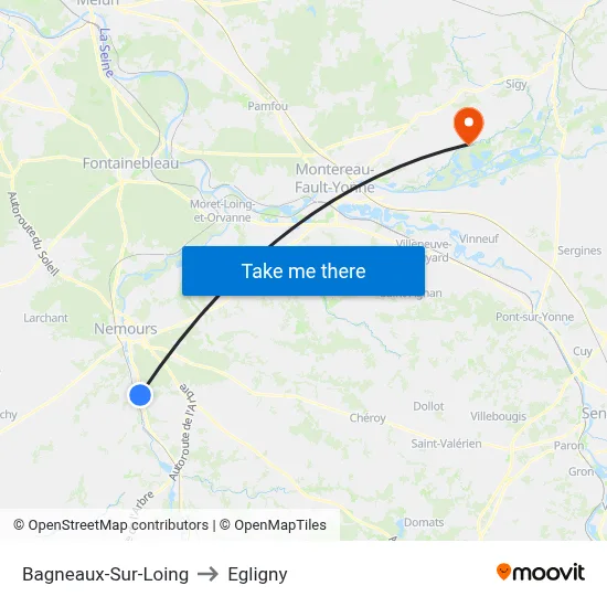 Bagneaux-Sur-Loing to Egligny map