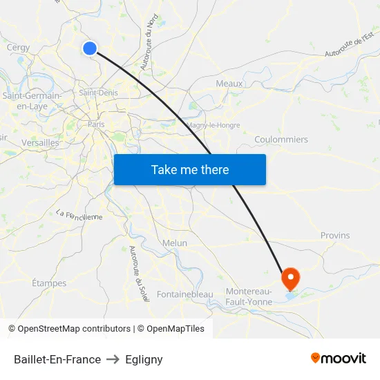 Baillet-En-France to Egligny map