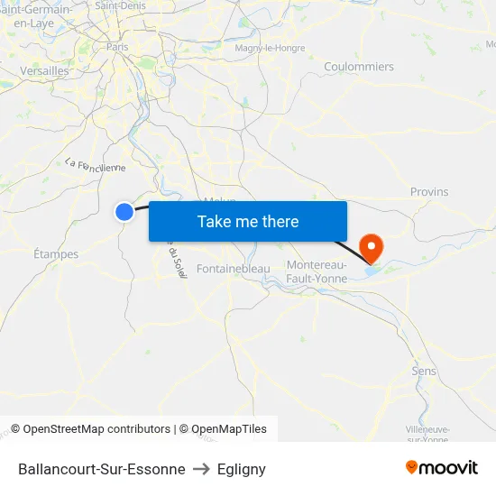 Ballancourt-Sur-Essonne to Egligny map