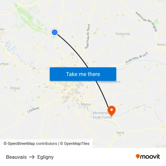Beauvais to Egligny map