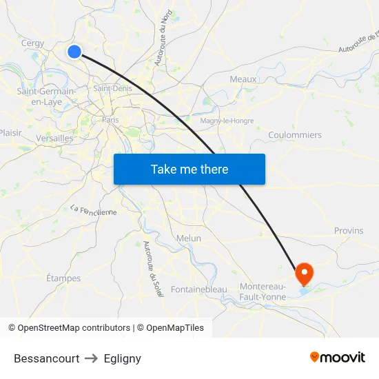 Bessancourt to Egligny map