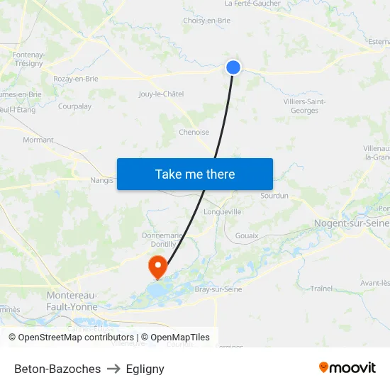 Beton-Bazoches to Egligny map