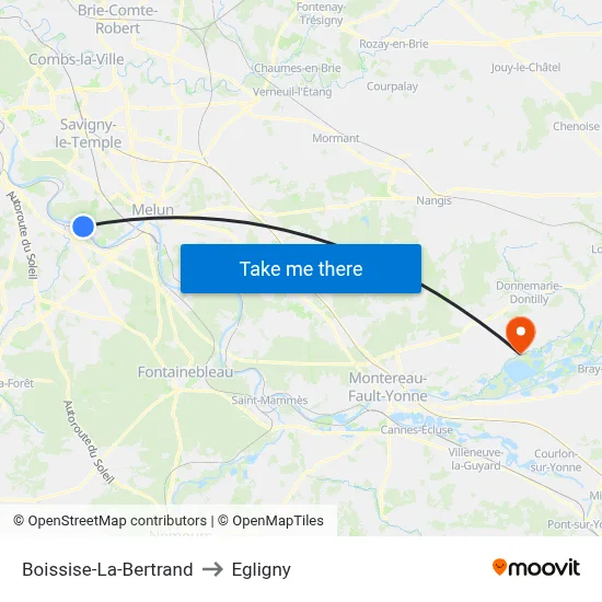 Boissise-La-Bertrand to Egligny map