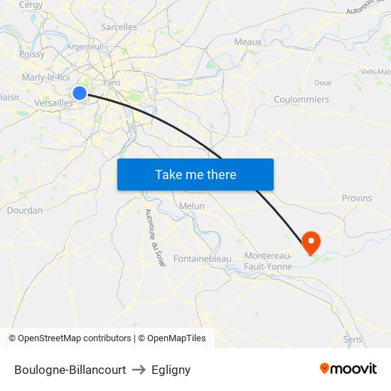 Boulogne-Billancourt to Egligny map