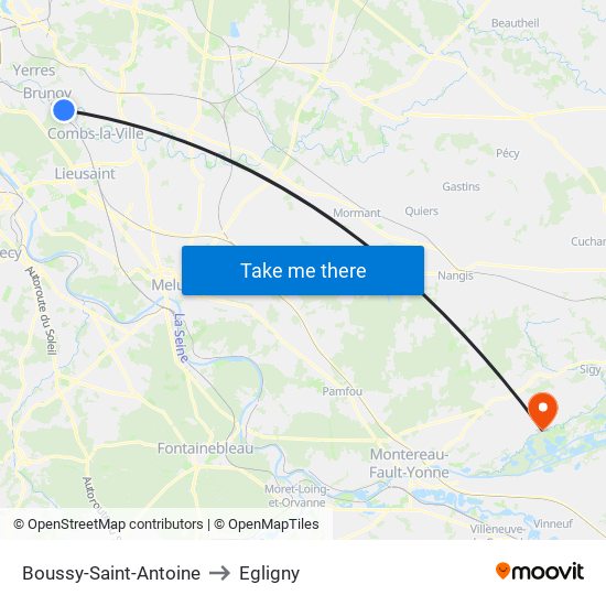 Boussy-Saint-Antoine to Egligny map