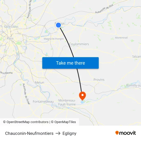 Chauconin-Neufmontiers to Egligny map
