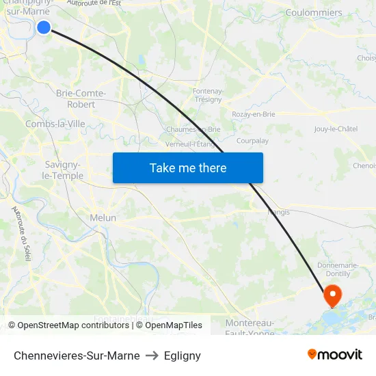 Chennevieres-Sur-Marne to Egligny map