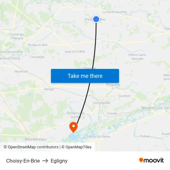 Choisy-En-Brie to Egligny map