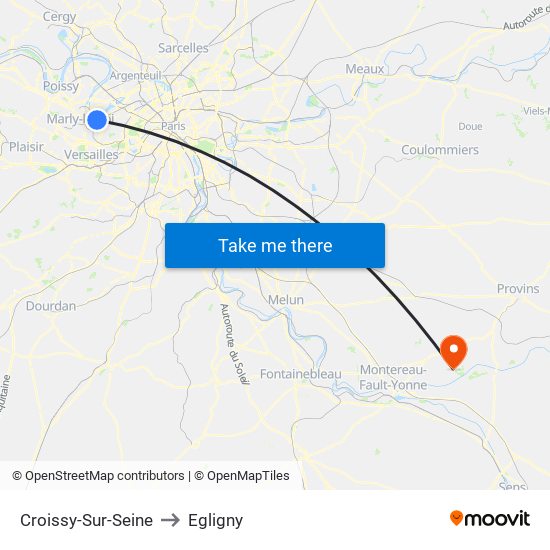 Croissy-Sur-Seine to Egligny map