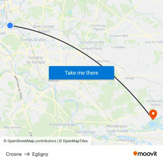 Crosne to Egligny map