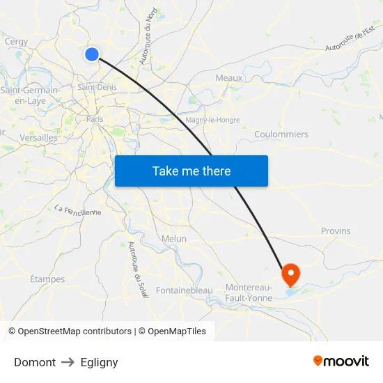 Domont to Egligny map