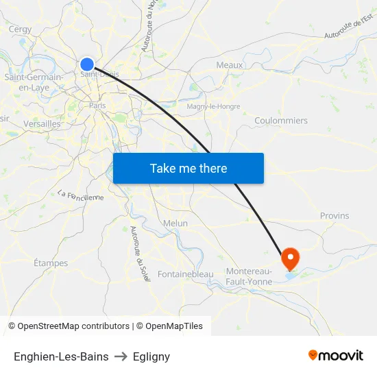 Enghien-Les-Bains to Egligny map