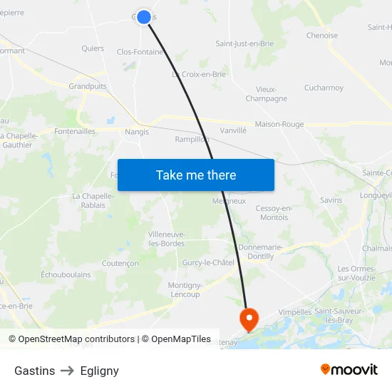 Gastins to Egligny map