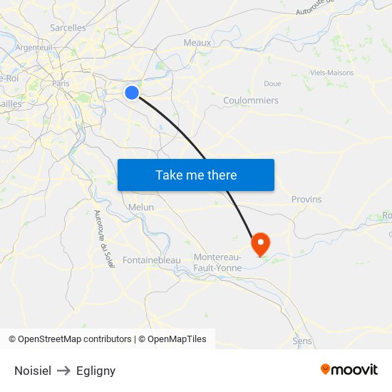 Noisiel to Egligny map