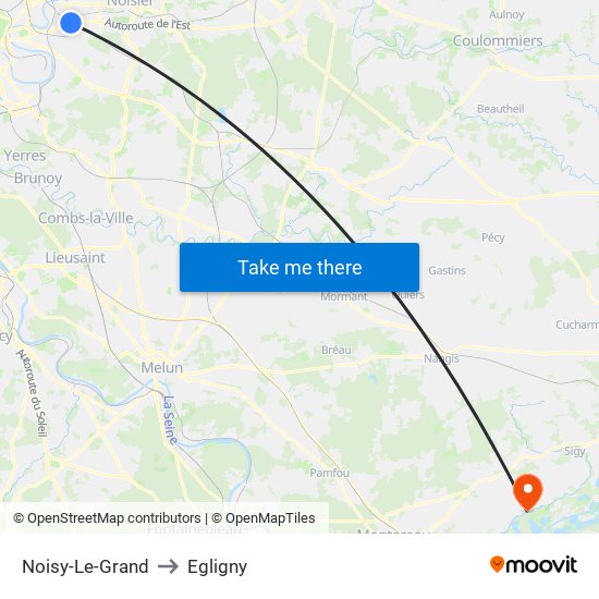Noisy-Le-Grand to Egligny map