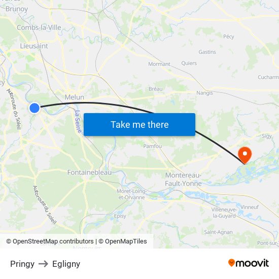 Pringy to Egligny map