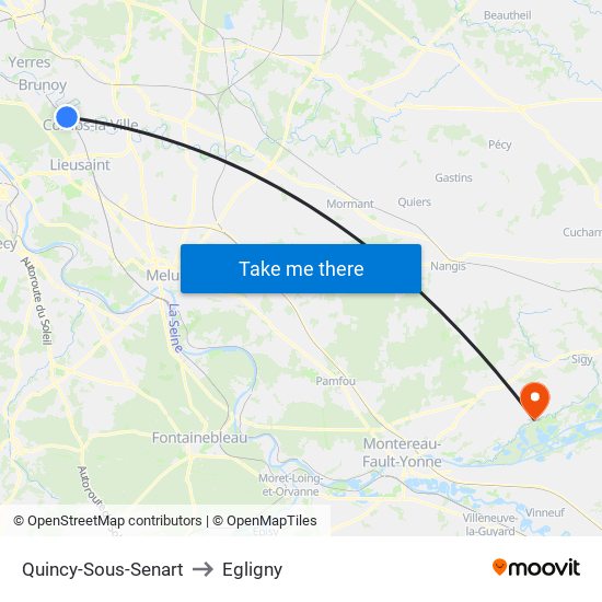 Quincy-Sous-Senart to Egligny map