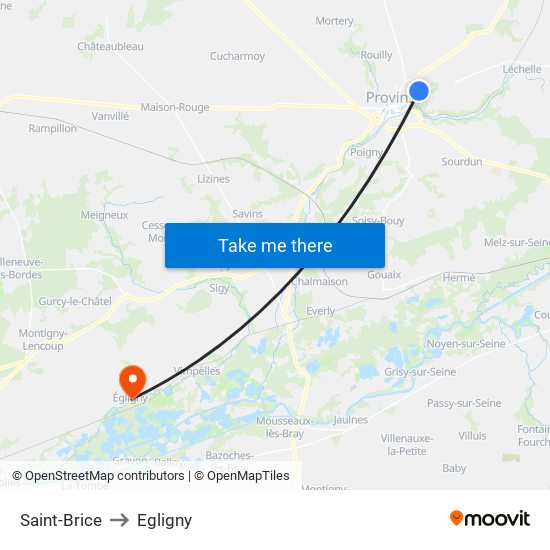 Saint-Brice to Egligny map