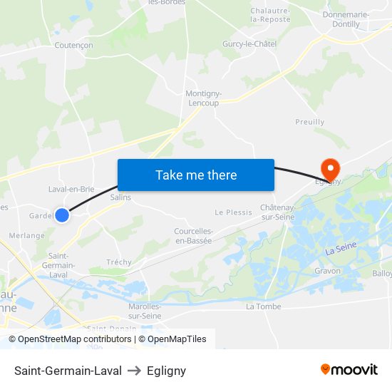 Saint-Germain-Laval to Egligny map