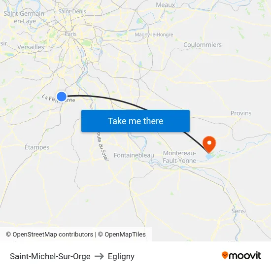 Saint-Michel-Sur-Orge to Egligny map