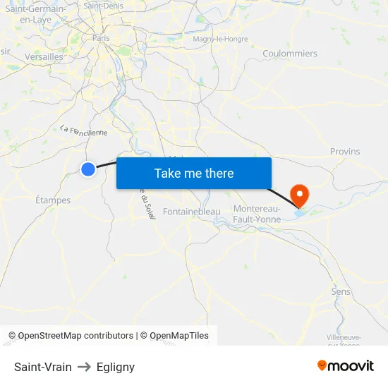Saint-Vrain to Egligny map