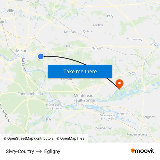 Sivry-Courtry to Egligny map