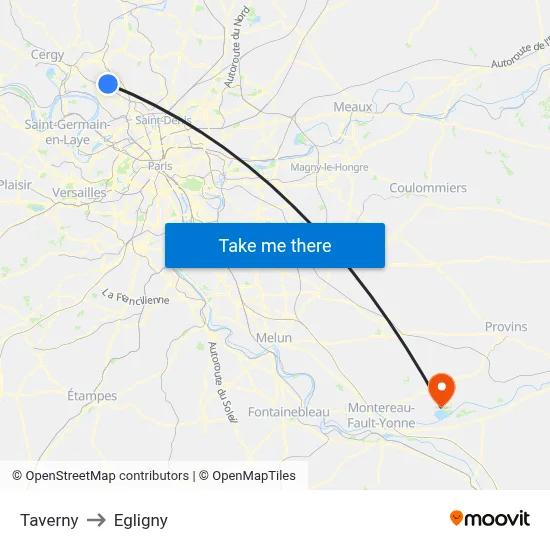 Taverny to Egligny map