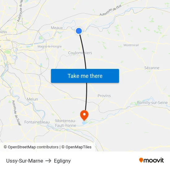 Ussy-Sur-Marne to Egligny map