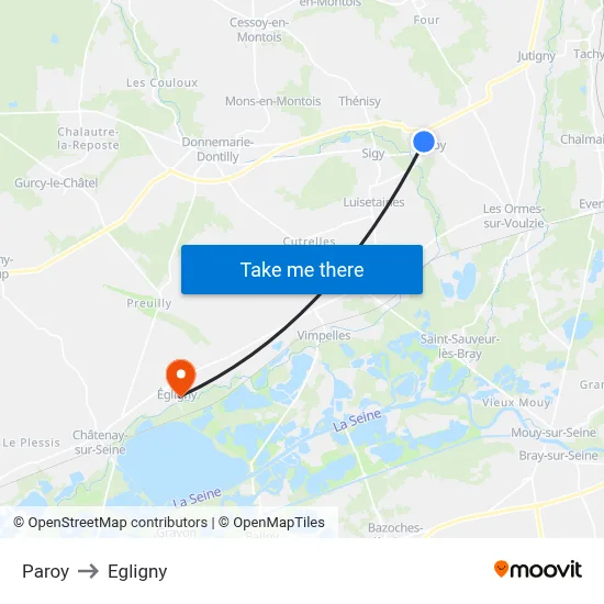 Paroy to Egligny map