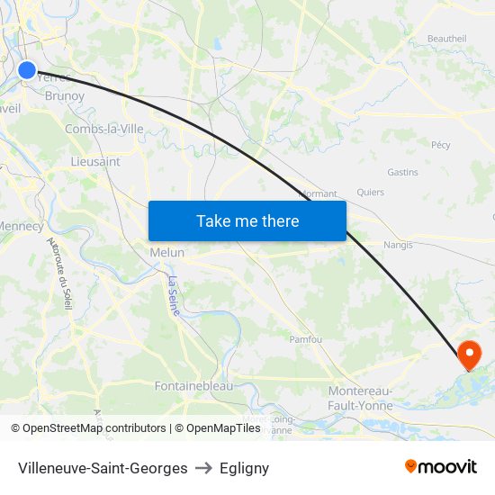 Villeneuve-Saint-Georges to Egligny map