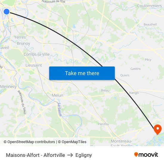 Maisons-Alfort - Alfortville to Egligny map