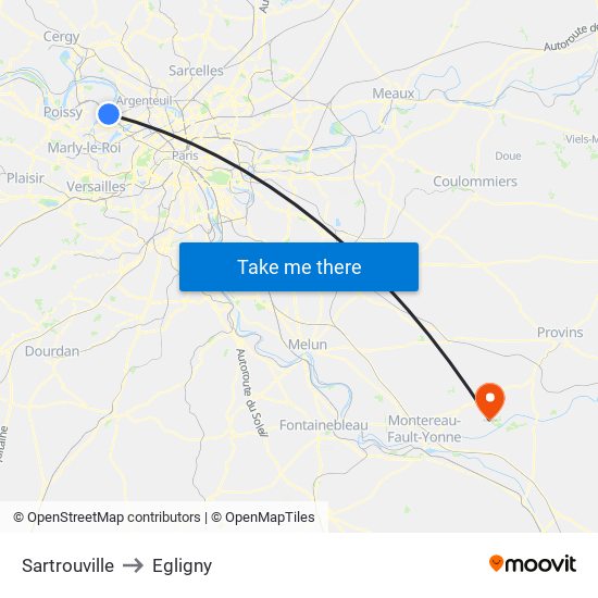 Sartrouville to Egligny map