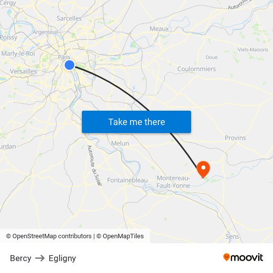 Bercy to Egligny map